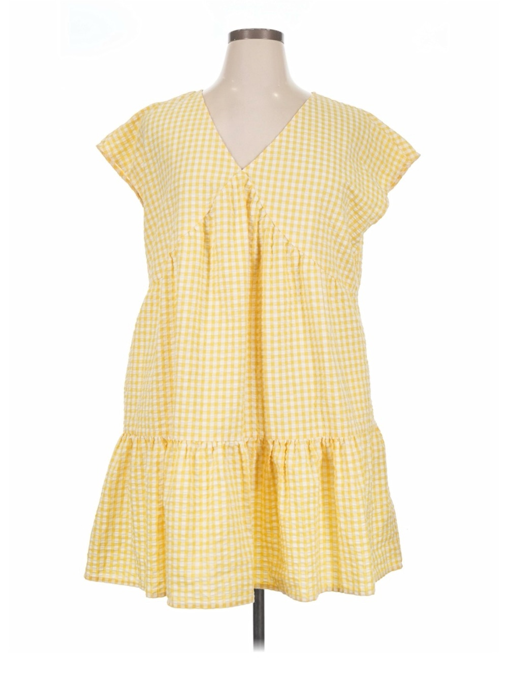 Time and Tru Yellow Gingham Mini Dress